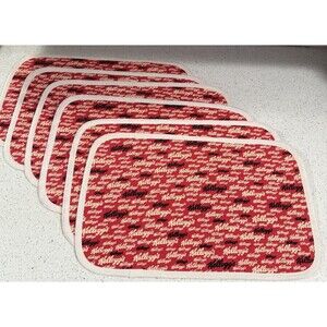 Kellogg's Placemats Set Of 6 Oval Red Black Ivory Logo Nostalgic Breakfast EUC